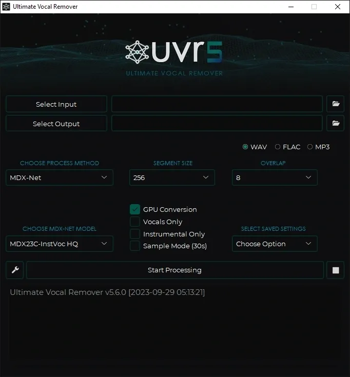 vocalremover main interface